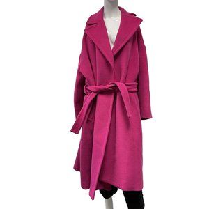 Balenciaga Excellent Hot Pink Camel Hair Wool Oversized Belt Coat 34 US 4